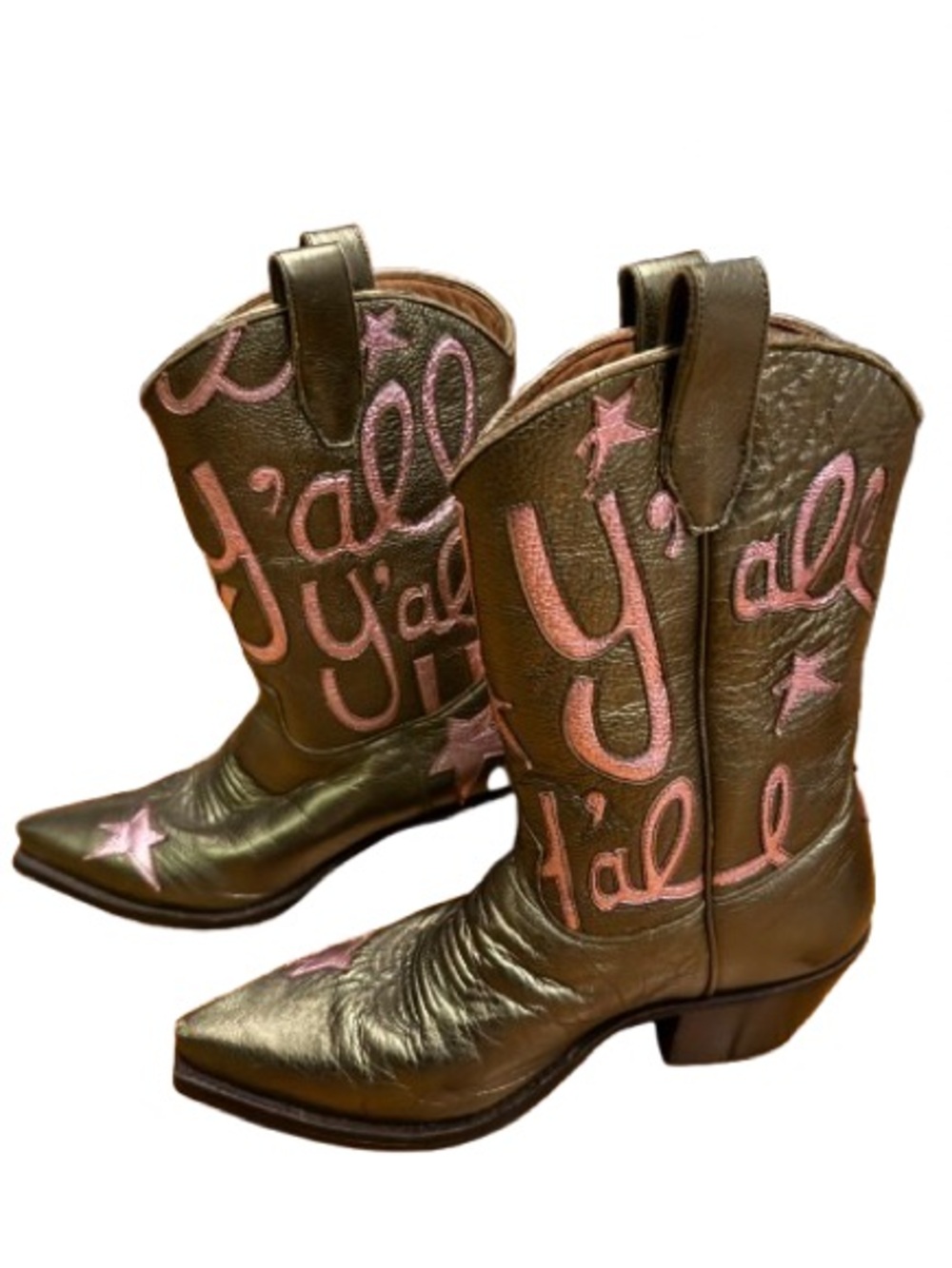 Miron Crosby Women's Metallic Green Y’all Cowboy Boots